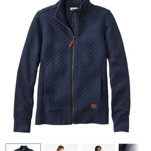 L.L. Bean Navy Quilted Jacket with Gold Zipper LP